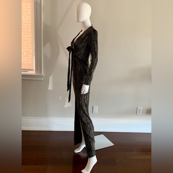 NWT Marciano Alyssa Glitter Maxi Dress in Black and Silver - Picture 5 of 9